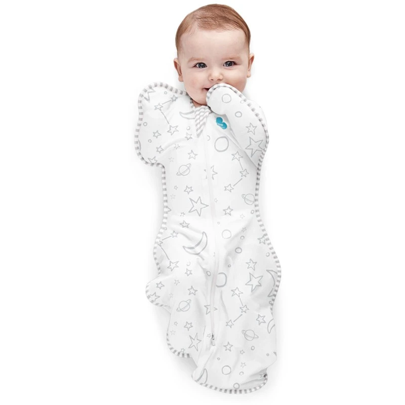 LOVE TO dream防惊跳睡袋新生儿婴儿四季通用竹纤维襁褓式睡袋儿童投降式防踢被 竹纤维灰白星月 四季通用 M码：8-15斤（约3-6个月）