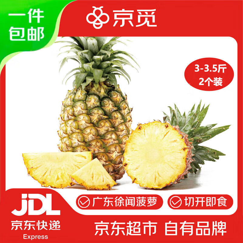 京觅广东徐闻菠萝 净重3斤单果650g起 2个装 新鲜菠萝水果 源头直发