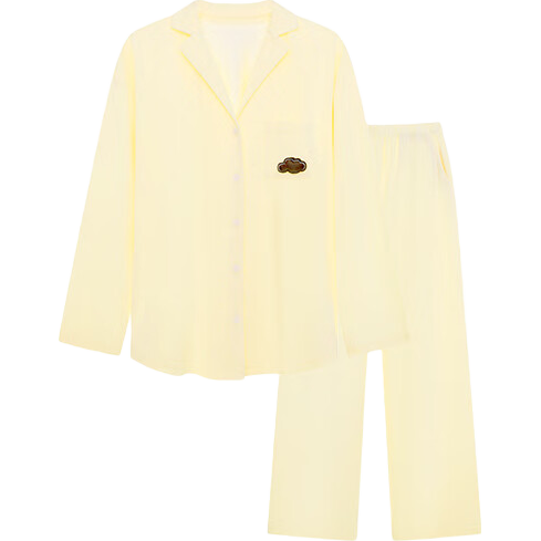 ubras云棉草本经典开襟软棉棉内衣家居服女士情侣睡衣套装奶油布丁L