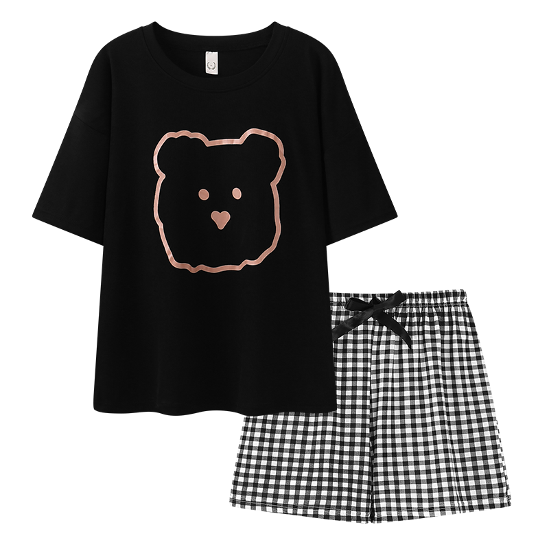 百亿补贴:芬腾可安女士睡衣女夏季螺纹冰丝短袖短裤带胸垫可外穿圆领套头家居服Q269.8元