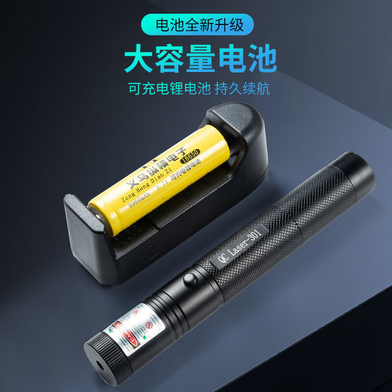 OIMG激光笔 301可充电镭射灯绿光强光远射教鞭售楼沙盘激光手电 黑色-无充无电单支裸笔