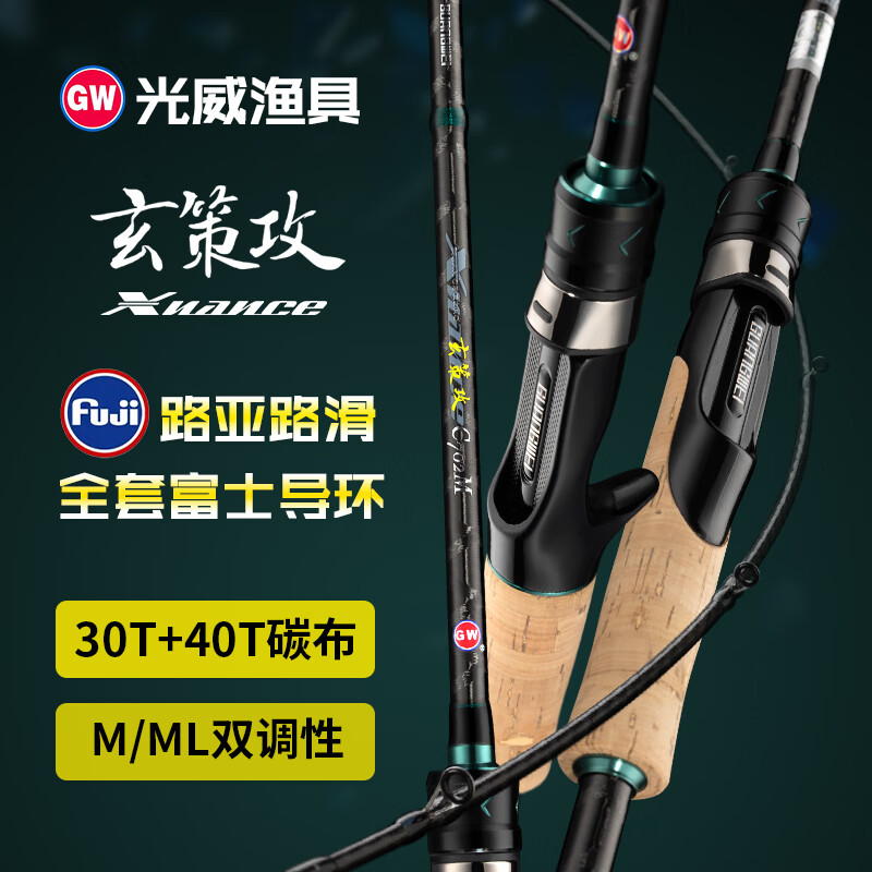 光威魚竿玄策攻路亞路滑竿碳纖維遠投竿F快調(diào)2.4米M【直柄單桿】