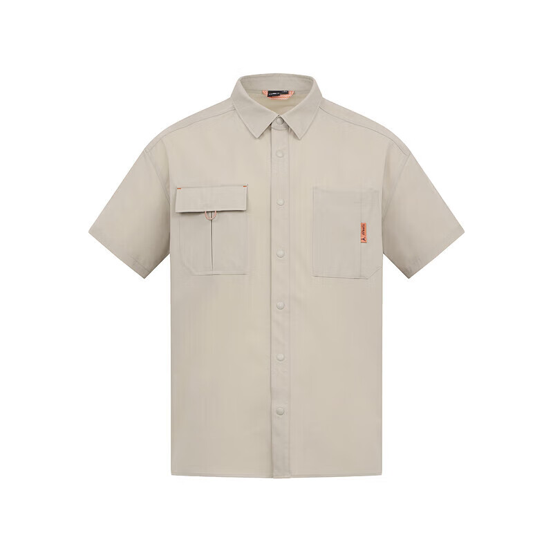 探路者（TOREAD）【新品】（TORE）春季新款工裝風短袖襯衫戶外徒步寬松速干襯衣休 深卡其 L