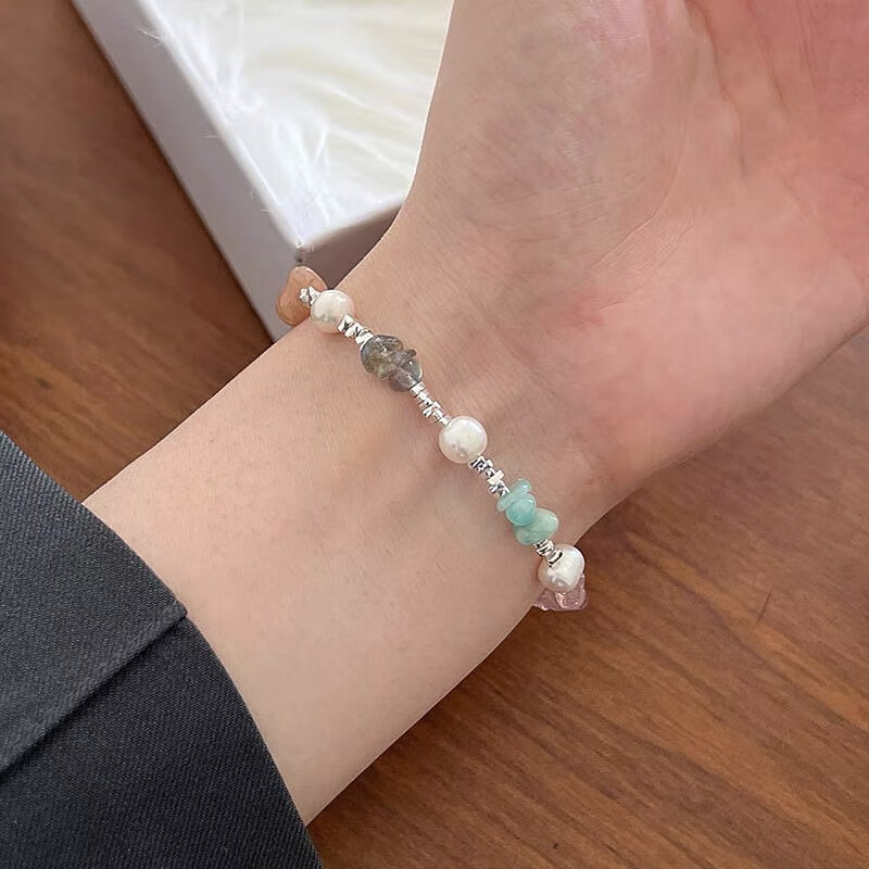 极细碎银子珍珠手链项链女款感轻奢小众精致叠戴手串配饰 MY38442