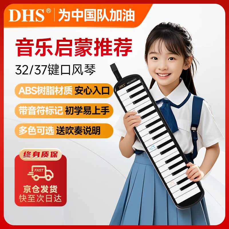 DHS课堂乐器37键DHS口风琴 黑色 EVA硬包 配吹管吹嘴教材