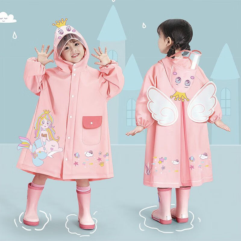 G.duck儿童雨衣女童女孩幼儿园小童防雨服小朋友新款小学生宝宝可爱雨披 紫色-库路米 XL身高125-140厘米