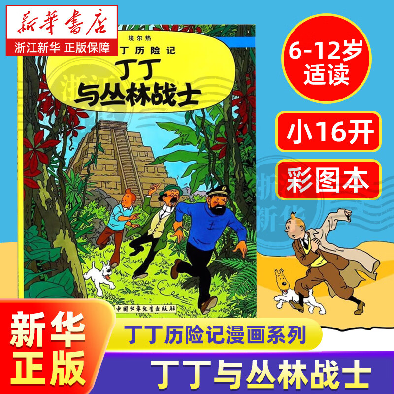 丁丁历险记漫画全套22册 彩图小开本 埃尔热 丁丁在刚果 月球探险6-9-10-12岁儿童小学生阅读探险故事绘本图书籍 丁丁与丛林战士（小16开）
