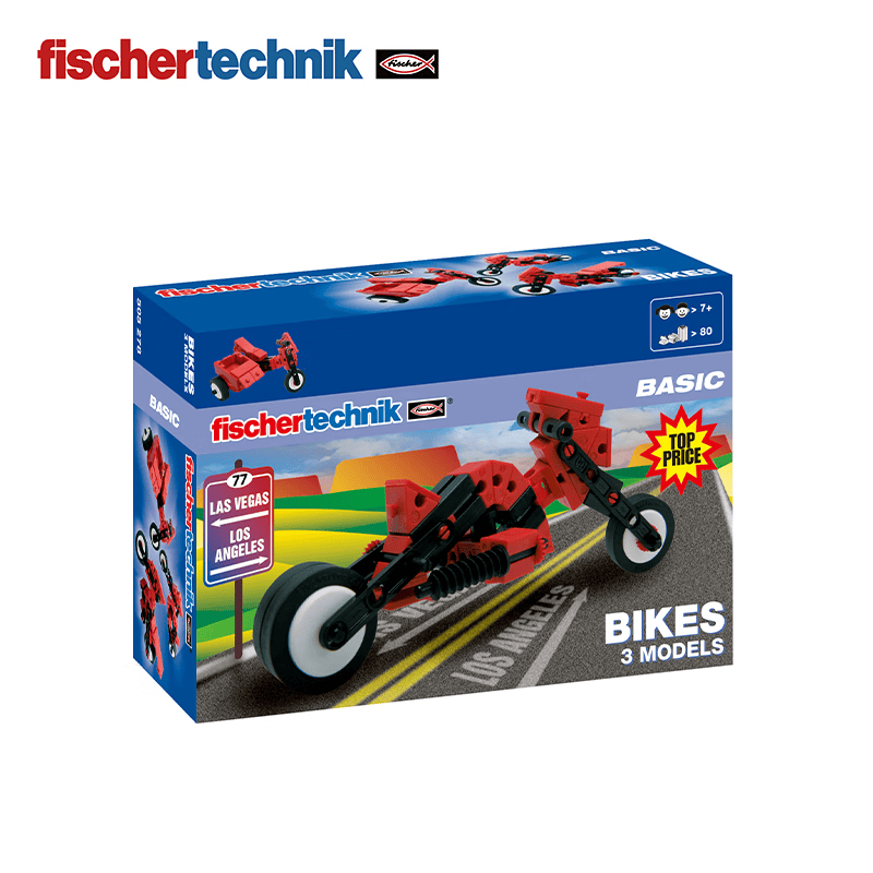 fischertechnik慧鱼德国进口儿童益智拼搭积木赛车滑翔机组合创意拼插玩具礼物 摩托车【505278】