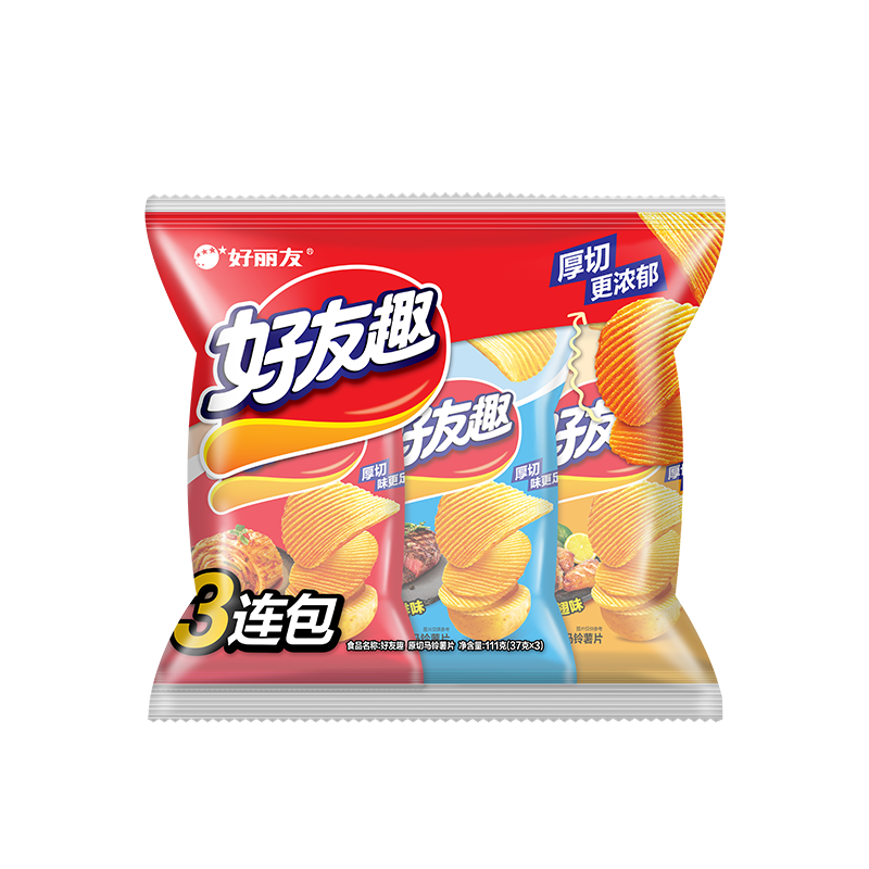 好丽友（ORION）好友趣三连包111g 追剧休闲零食小包装薯片膨化食品解馋成人小吃