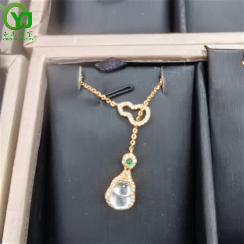 永杰原创翡翠吊坠蓝色双葫芦吊坠项链小众气质百搭颈链新中式锁骨链 1款+证书