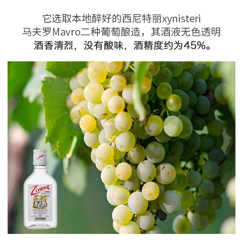 Zivana Loel鱼尾菊葡萄蒸馏白酒 非物质文化遗产 G100银奖 塞浦路斯原瓶进口 50ml *12瓶