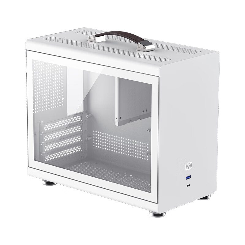 游戏帝国（GAMEMAX）Spark火种Mini手提电脑机箱/ITX塔式散热黑色Typc-C（0.8mm/侧透/便携小钢炮/ATX电源 白色