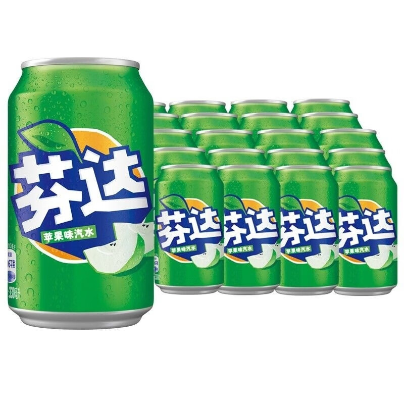 可口可乐出品芬达苹果味330毫升罐装饮料苹果口味