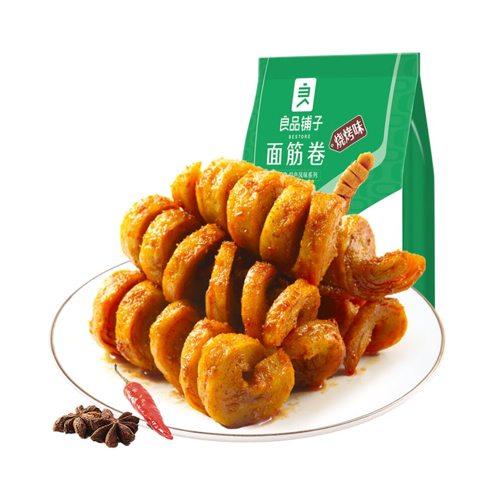 良品铺子面筋卷烧烤味120g*1袋网红辣条豆干休闲零食怀旧儿时小吃 烧烤味