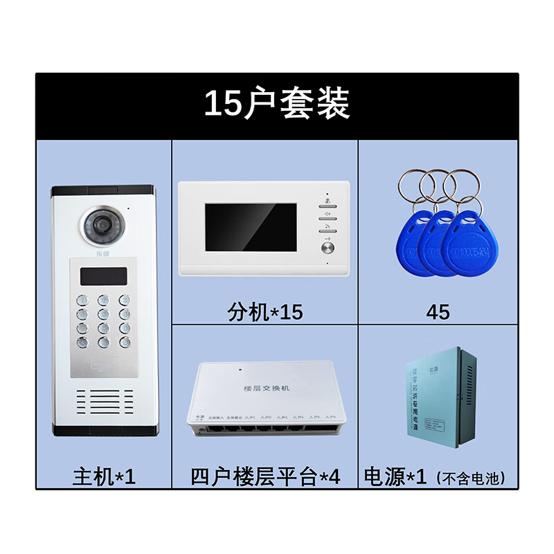 東郵可視樓宇對(duì)講門禁系統(tǒng)套裝小區(qū)家用門禁刷卡門鈴設(shè)備4.3寸室內(nèi)機(jī) 可視對(duì)講15戶套裝ID刷卡