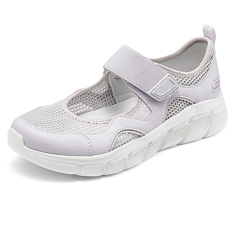 斯凯奇（Skechers）女鞋夏季2025新款轻便透气玛丽珍鞋软底网面老人鞋休闲妈妈鞋单鞋 厚底增高-RSGD /玫瑰金