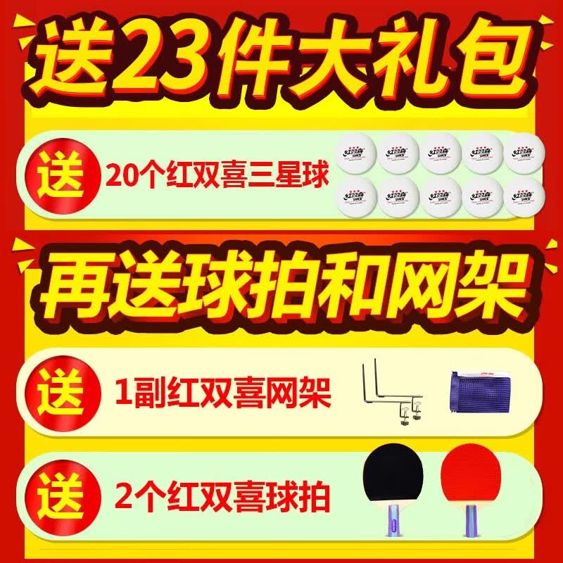 红双喜彩虹系列乒乓球桌正品大赛级拱形家用比赛球馆可折叠乒乓球台 【T2828小彩虹】送球拍三星球