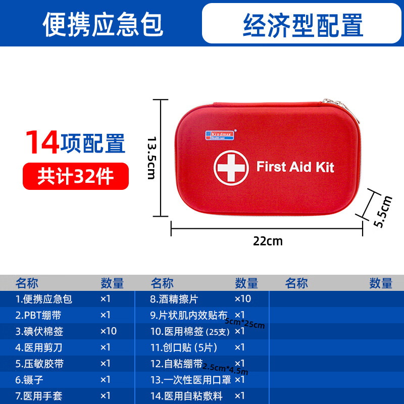 康瑪士健康防疫急救包便攜家用地震消防車載戶外套裝 紅色經(jīng)濟(jì)款