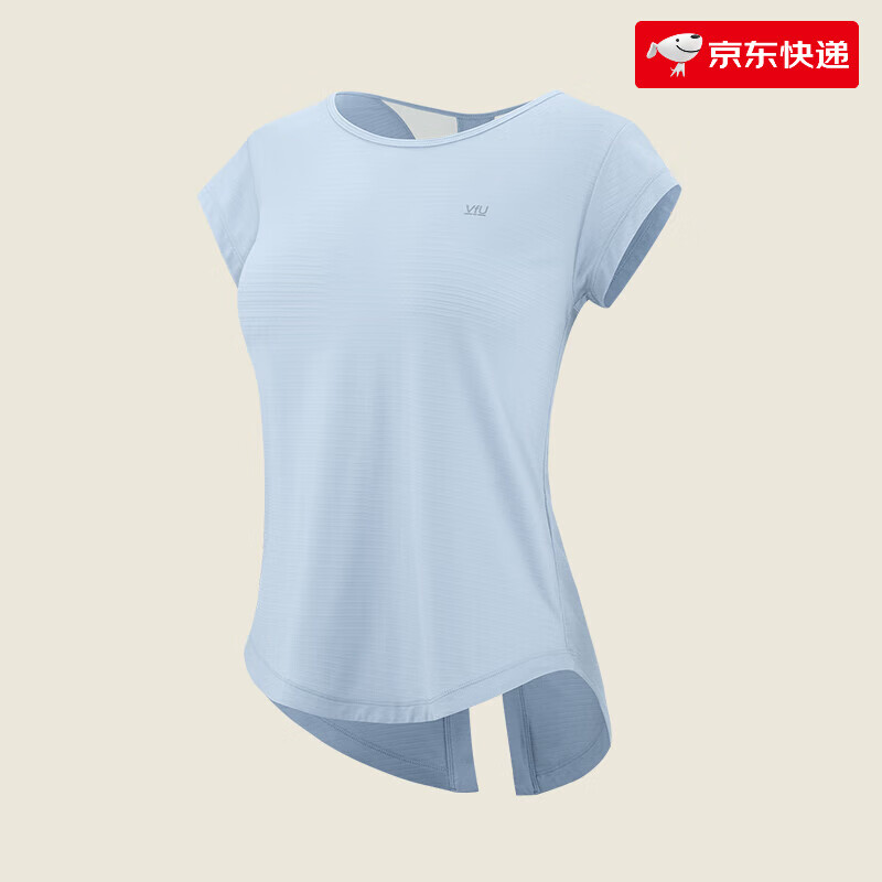 VFU涼感寬松顯瘦運(yùn)動(dòng)上衣女短袖t恤瑜伽服健身跑步訓(xùn)練罩衫秋季N TT45002A-純凈藍(lán) 【后背開(kāi)叉款】