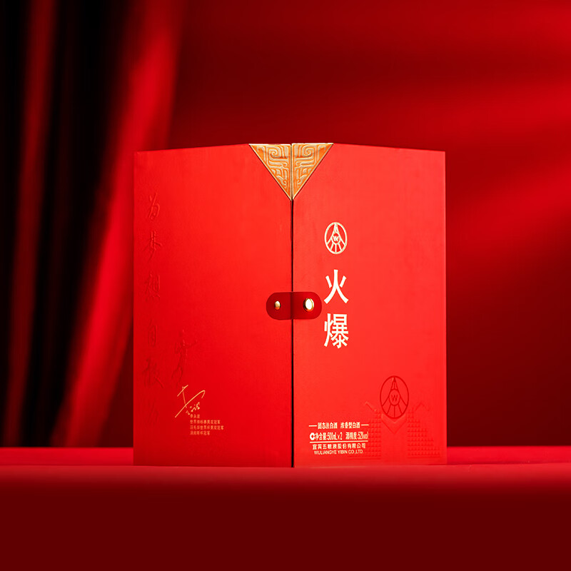 五粮液股份52度总厂生产火爆礼盒浓香型白酒送礼宴请婚宴喜酒 52度 500mL 2瓶