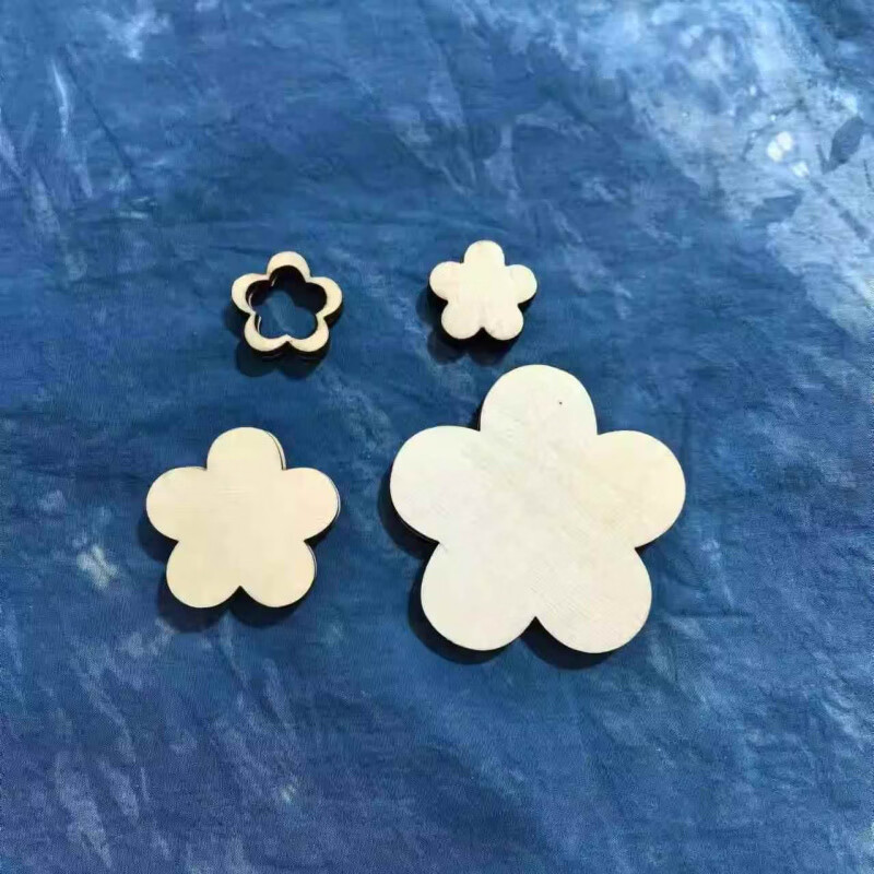 扎染模版 扎染工具幾何夾板模板針線diy材料包多款式套裝雪糕棒木 梅花 30 30 50 80 mm各一對 超厚5mm