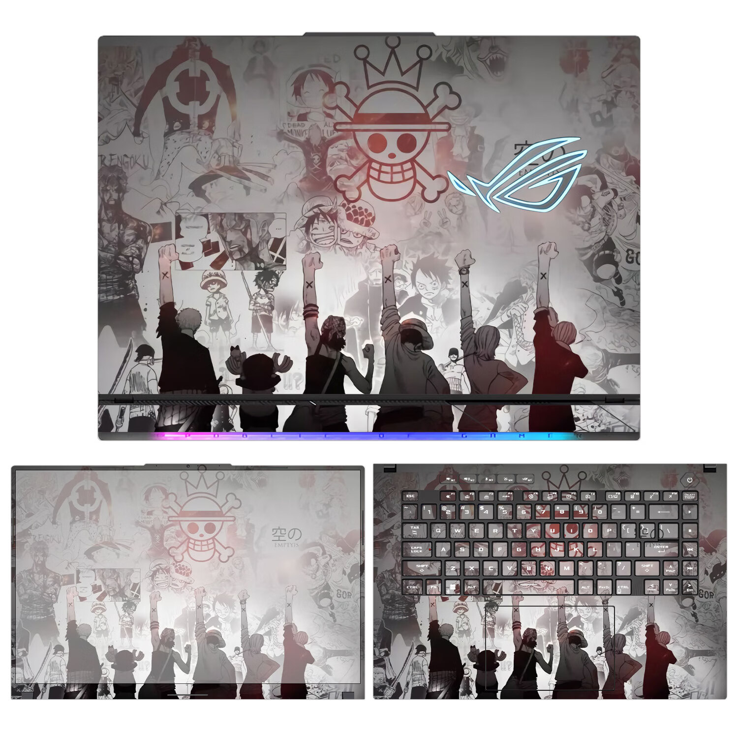 帅嬷 ROG魔霸新锐2025/24电脑贴纸魔霸9枪神9/8/7Plus超竞版笔记本贴膜魔霸6/7Plus/幻16Air外壳保护膜 款式13 ABCD面+防蓝光屏幕膜+键盘膜