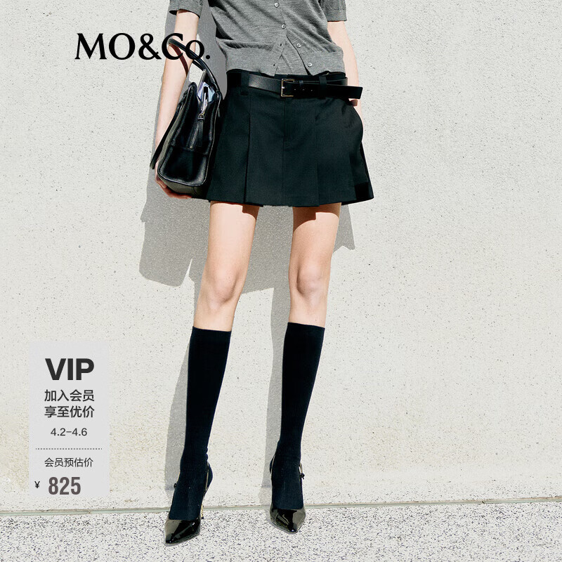 MO&Co.裙褲短褲2025春新品A字西裝裙磨毛中高腰學(xué)院風(fēng)MBE1SOTT08 黑色 S 160