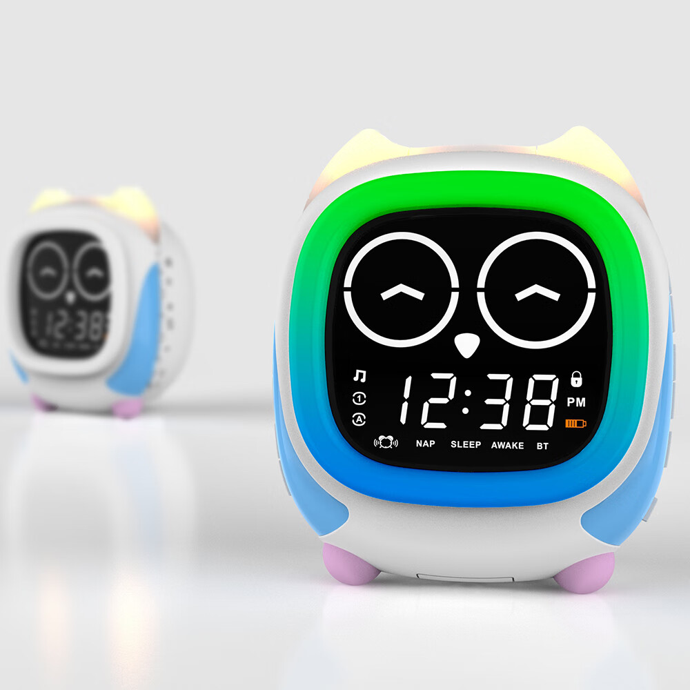 ITOMA儿童床头陪伴睡眠摇篮曲蓝牙音乐播放器白噪音睡眠声音唤醒时钟猫头鹰 白色