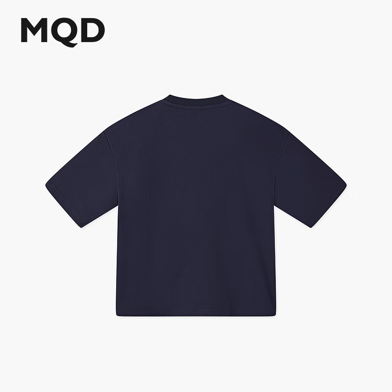 马骑顿(MQD)男女童夏季新品学院风简约百搭卡通趣味短袖亲肤柔软T恤 藏青 140