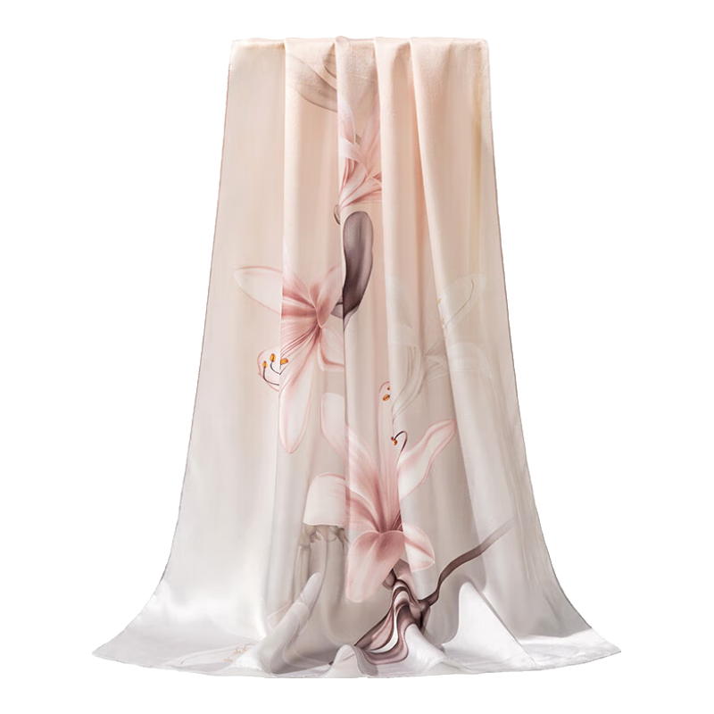 上海故事(STORY Of SHANGHAI)真丝丝巾女春高档围巾桑蚕丝绸披肩妈妈生日礼物 清欢雅韵灰粉实付196.05元