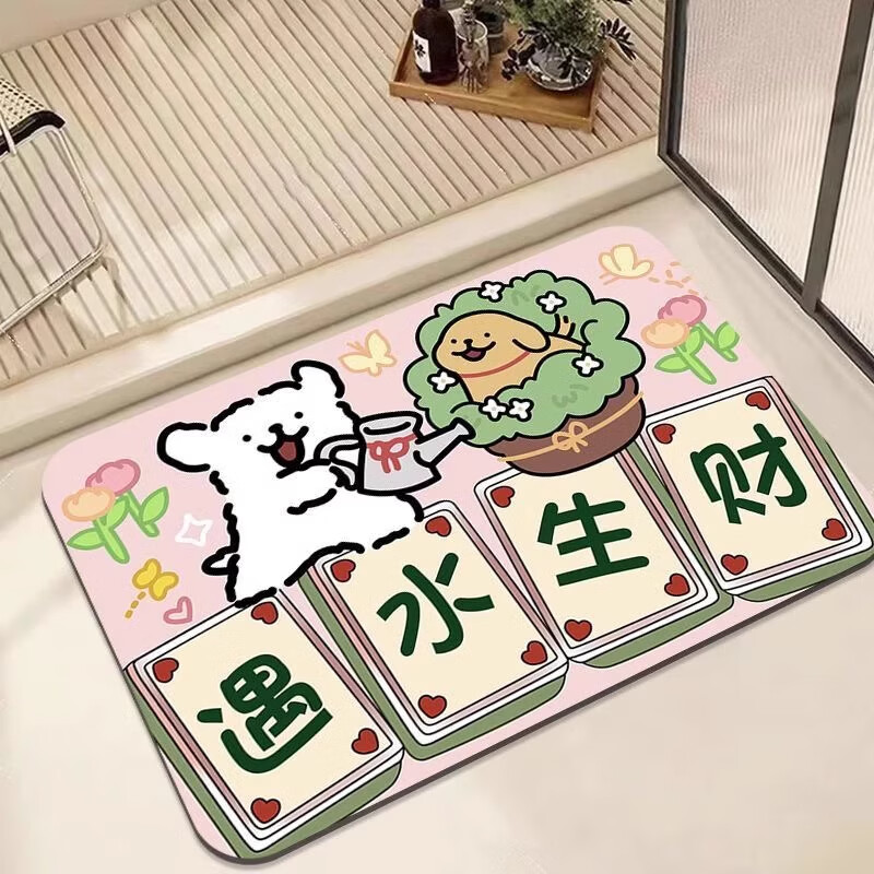 季象浴室地垫卫浴吸水垫子卫生间进门口脚垫卡通厕所浴缸洗手间防滑垫 GZN-Y旺旺-01 40x60 cm
