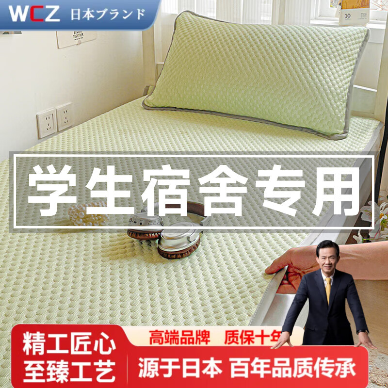 WCZ日本夏季冰豆豆涼席學生宿舍專用冰絲席90*190CM單人床可機洗2025 頌居-涼豆豆綠【床席款】無枕套 90*190cm
