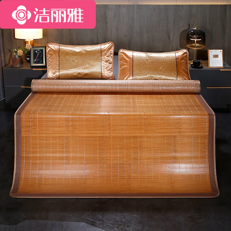 潔麗雅涼席竹席定制1.8m床直筒1.5訂做雙面1.35折疊1.4夏季2m學(xué)生草席子 原生態(tài)磨光(直筒)無枕套 180*200cm