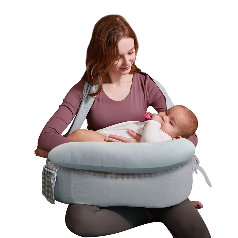 枕工坊嬰兒哺乳枕頭喂奶神器坐喂護(hù)腰新生兒寶寶防吐奶斜坡枕解放雙手 秋林咖【減負(fù)肩帶+配送圍欄】