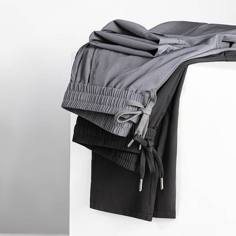 尺度保罗男士休闲裤春夏季薄款冰丝免烫抗皱休闲宽松直筒长裤子爸爸裤 NJ528灰色 4XL 推荐190-210斤