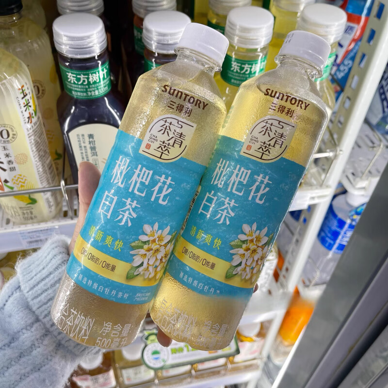 三得利（Suntory）三得利枇杷花白茶茶清萃白茶无糖500ml/瓶有茶香无涩感 清爽滋味 三得利枇杷花白茶500ml*2瓶