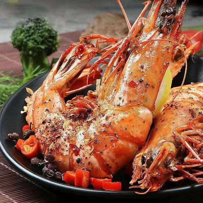 CLCEY进口黑虎虾高品质鲜活冷冻黑虎虾大虾类超大老虎虾顺丰包邮到家 22-24厘米共8只 1000g(净重) 礼盒装