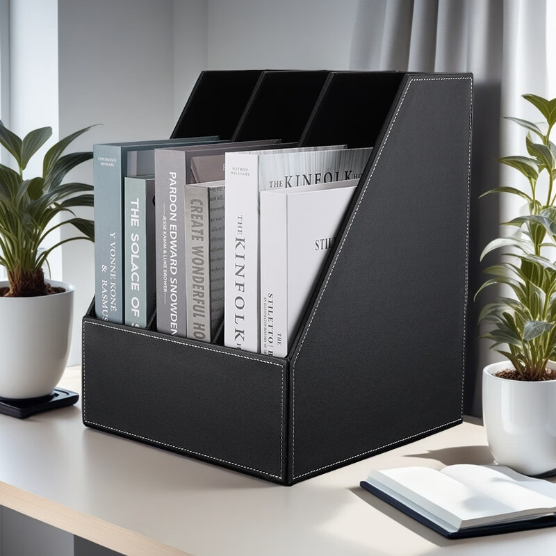 利蓝（LEADLAND）桌上文件架立式文件筐多层文件框书架资料档案架文件整理收纳置物架财务会计经理办公用品 【商务办公之选】黑色三联A113