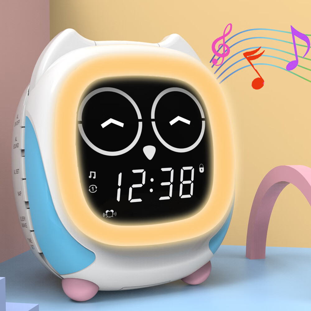 ITOMA儿童床头陪伴睡眠摇篮曲蓝牙音乐播放器白噪音睡眠声音唤醒时钟猫头鹰 白色