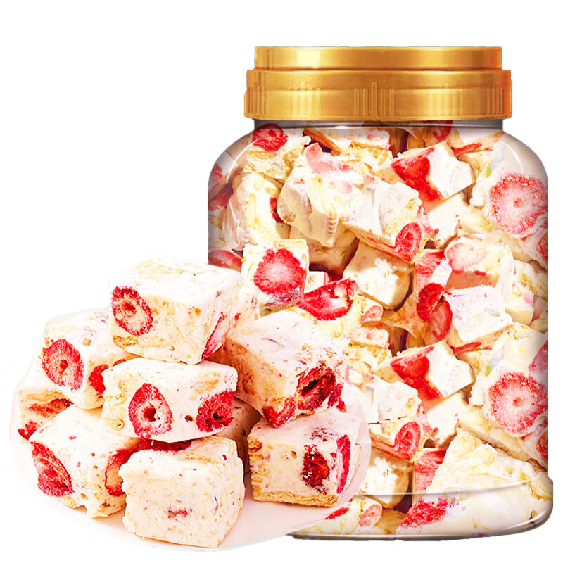 不多言正宗草莓羊奶芙拉丝蓝莓芒果雪花酥糕点心休闲网红解馋小吃零食品 【1包/250g】草莓羊奶芙