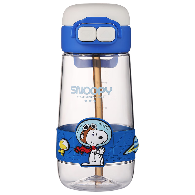 史努比（SNOOPY）儿童吸管水杯夏季男女学生便携双饮塑料杯子孕妇耐高温带刻度水壶