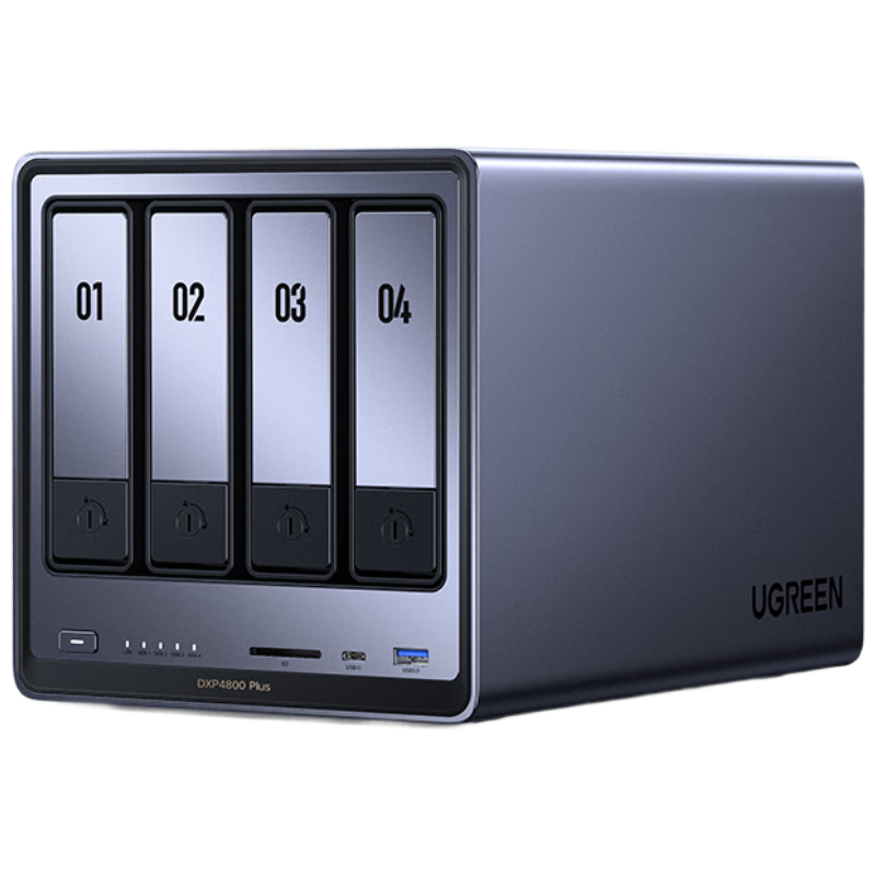 限地区、PLUS会员: 绿联 私有云DXP4800 Plus 8G内存四盘位NAS网络存储 个人云硬盘 AI家庭服务器 万兆网口 适用iPhone16