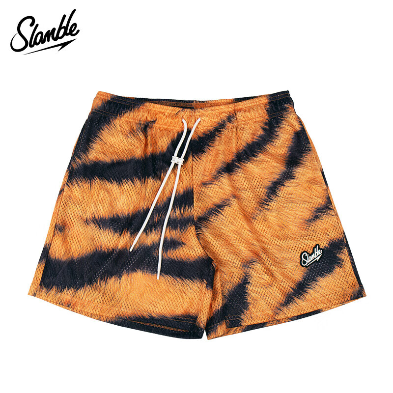 SLAMBLE【新品】新款动物豹纹短裤男运动裤篮球美式网眼四分裤宽松潮流 老虎 S