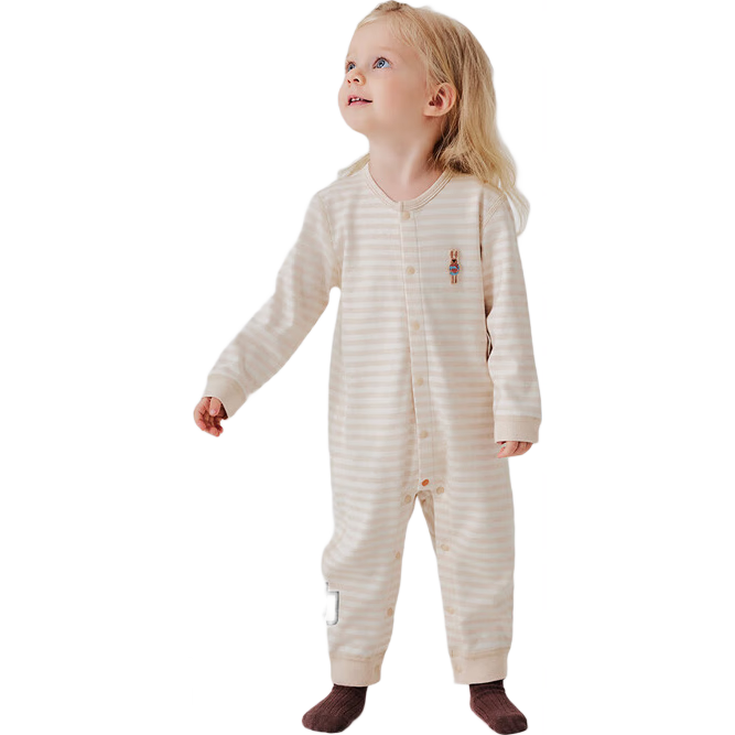 babylove嬰兒連體衣春秋款純棉寶寶哈衣家居服爬服長(cháng)袖彩棉新生兒衣服