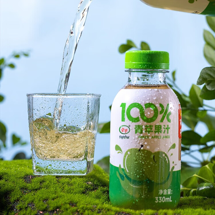 牵手100%青苹果汁瓶装330ml*1瓶/*6瓶/*15瓶 青苹果汁330ml*6