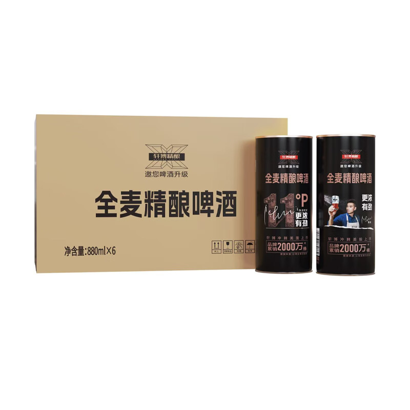 轩博精酿啤酒 小麦白整箱装 春日畅享 全麦精酿啤酒880ML*6
