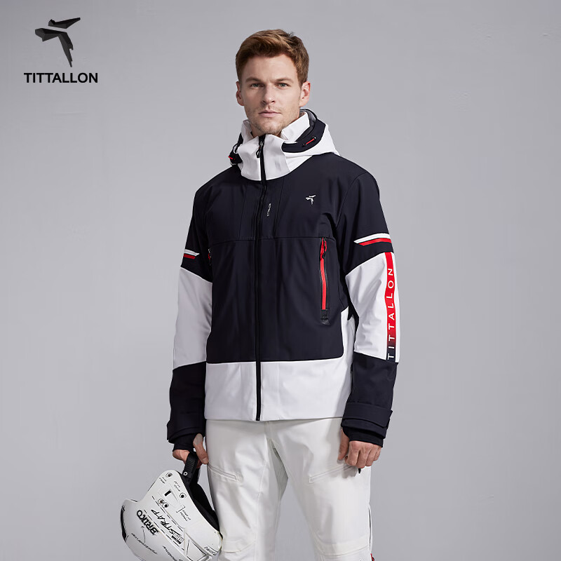 体拓(TITTALLON)【T系列】双板专业滑雪服男 四向弹力防风防水保暖透气滑雪外套 黑色上衣 M