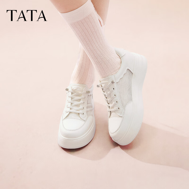 TATA小白新款网面透气松糕底鞋