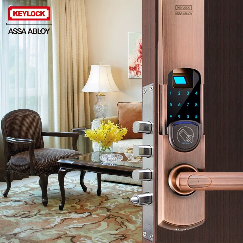 第吉尔（Keylock）智能锁门锁指纹锁家用防盗门密码锁经典款开发商专用锁92A 红古铜（指纹+密码+卡+钥匙）