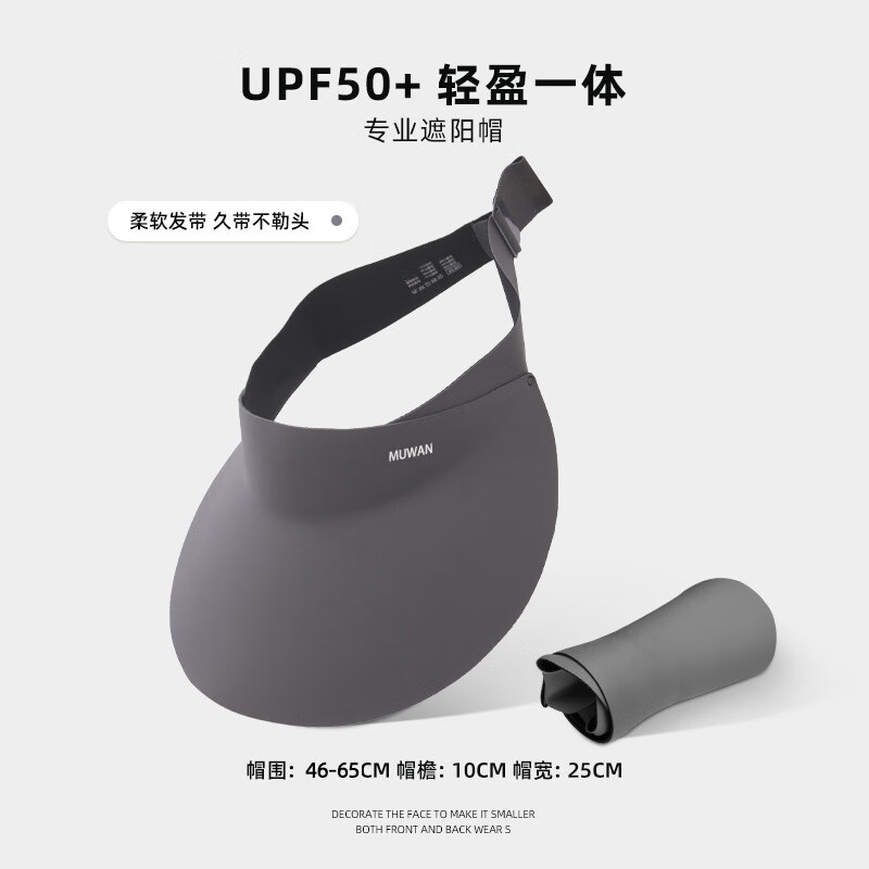 防晒帽夏季百搭空顶无痕遮脸大檐遮阳帽女骑车防晒太阳帽帽子批发 深灰色【升级款UPF50】 可调节